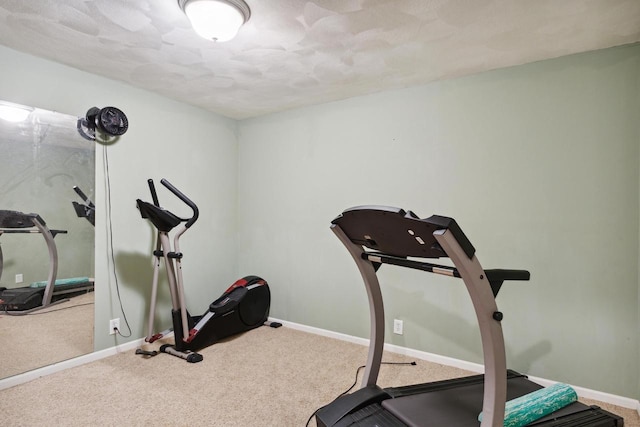 exercise room with carpet floors