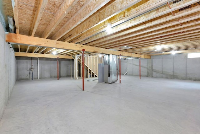 basement with heating unit