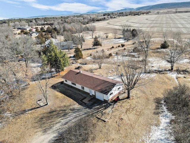 aerial view featuring a rural view