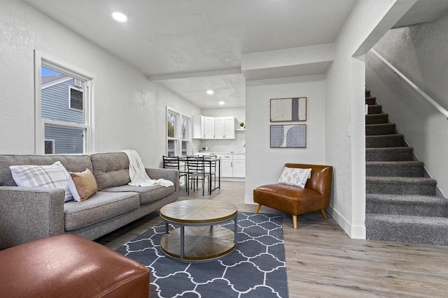 living room with light wood-type flooring