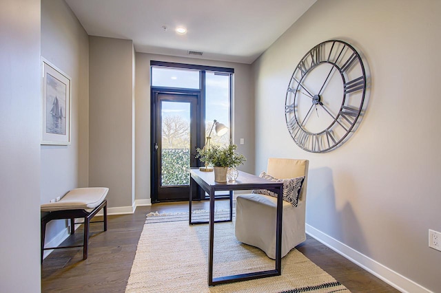 office area featuring dark hardwood / wood-style flooring