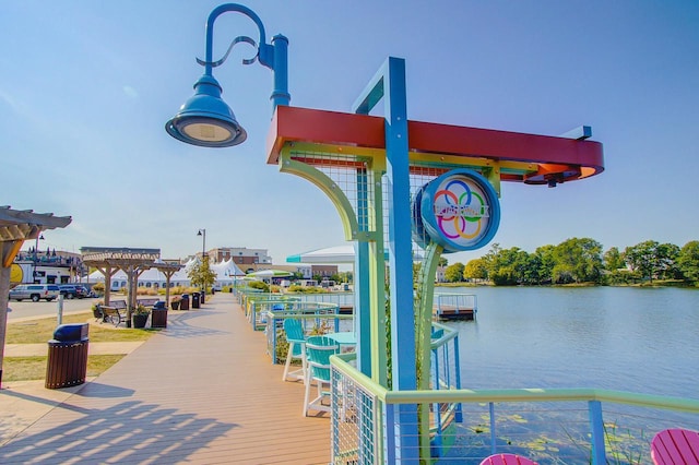 surrounding community featuring a water view