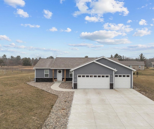 ranch-style home with a garage