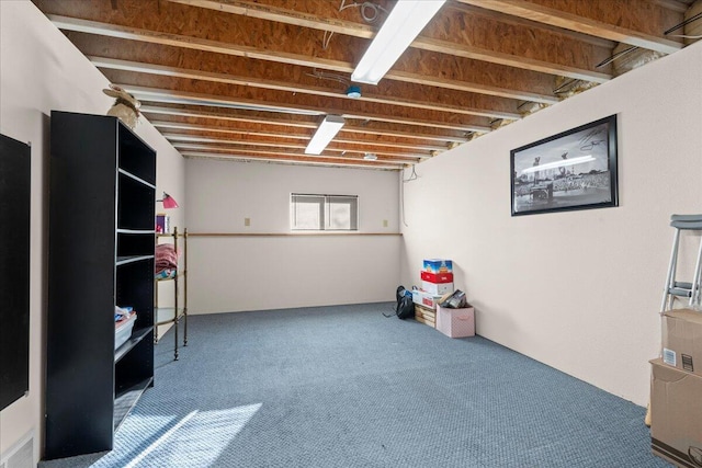 basement with carpet floors