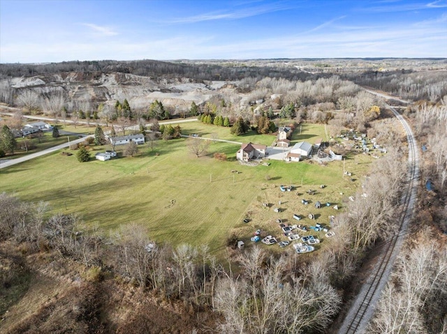 aerial view featuring a rural view