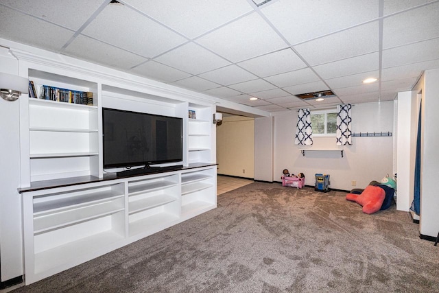 game room featuring carpet and built in features