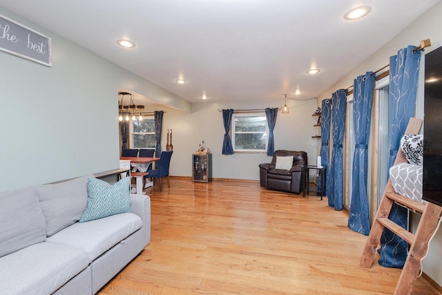 living room with light wood-type flooring