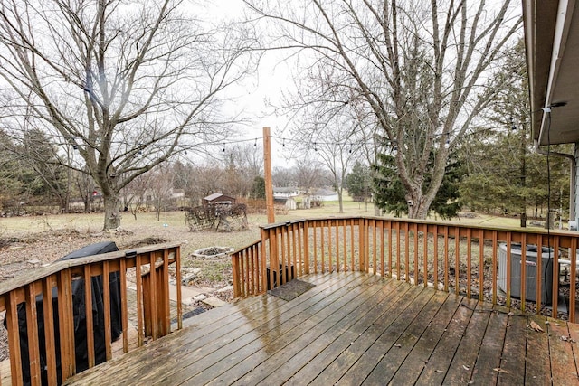 wooden terrace with cooling unit