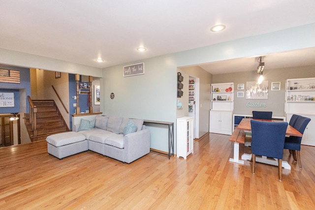 living room featuring light hardwood / wood-style flooring