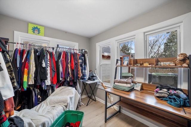 interior space with light hardwood / wood-style flooring