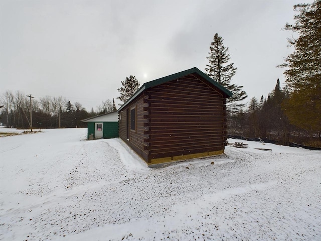 view of snow covered structure