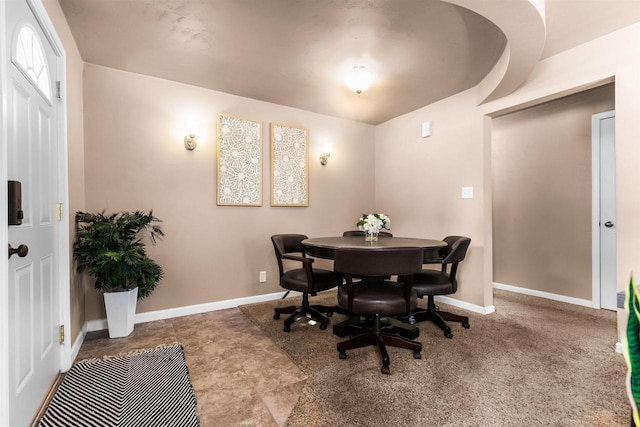 view of carpeted dining room