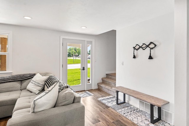 living room featuring hardwood / wood-style flooring