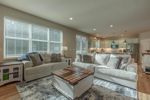 living room featuring light hardwood / wood-style floors