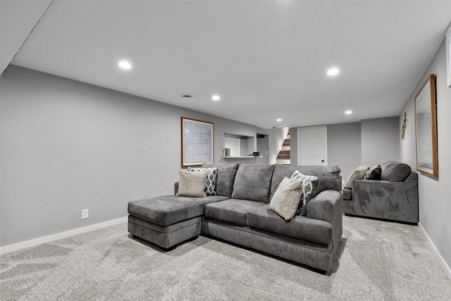 living room with light carpet