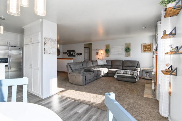 living room with light wood-type flooring