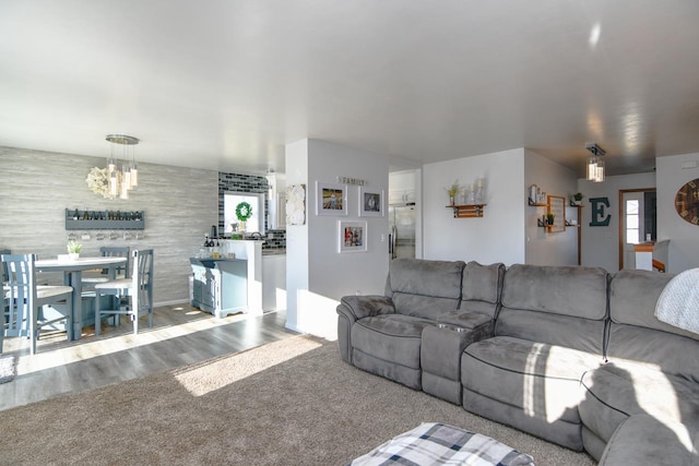 living room with carpet floors