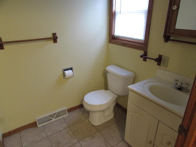 bathroom featuring tile patterned flooring, vanity, and toilet