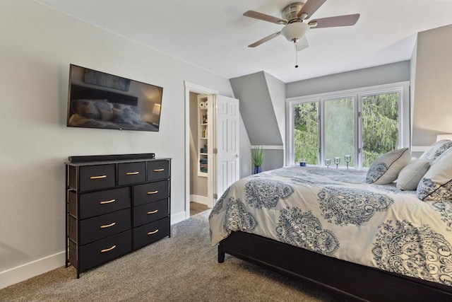 bedroom featuring carpet and ceiling fan