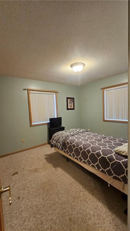 unfurnished bedroom featuring a textured ceiling and carpet floors