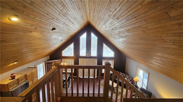 bonus room featuring lofted ceiling and wood ceiling