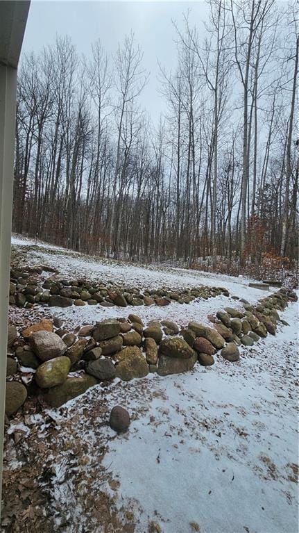 view of yard layered in snow