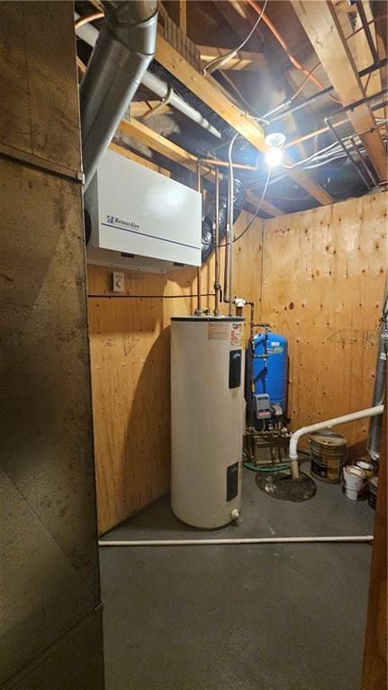 utility room featuring electric water heater