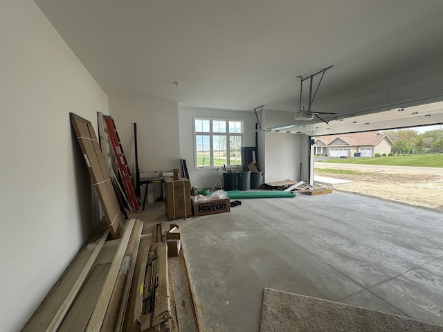 garage with a garage door opener