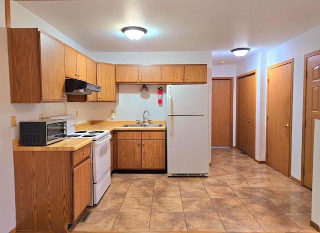 kitchen with sink and white appliances