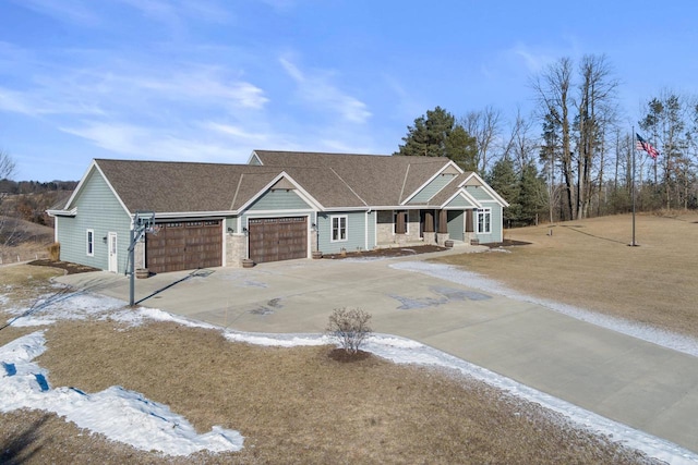 view of front of property with a garage