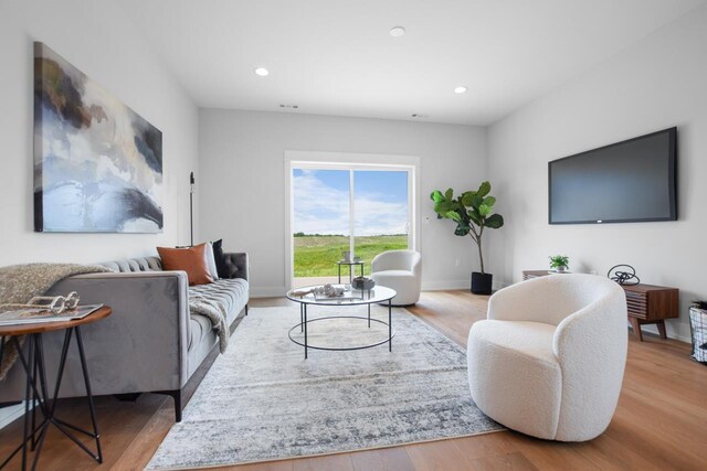 living room featuring light wood-type flooring