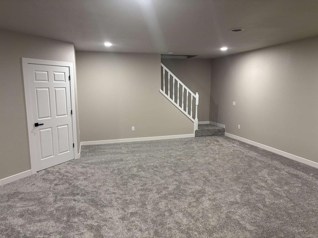 basement featuring carpet