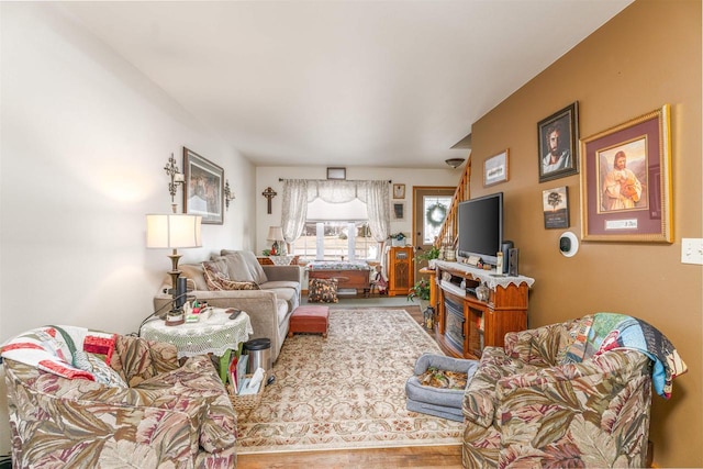 living room featuring wood-type flooring