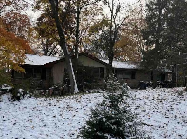 view of snow covered exterior