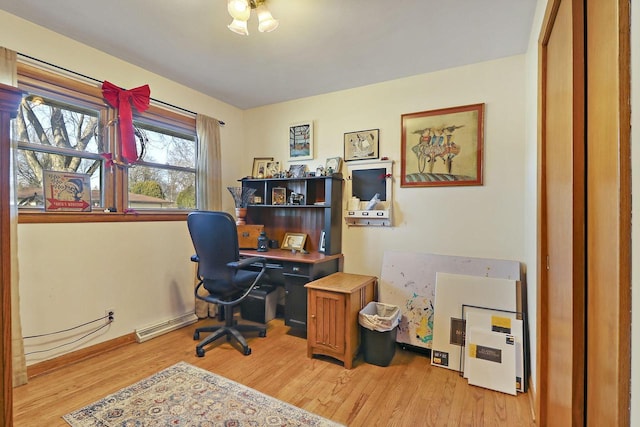 office space featuring light hardwood / wood-style floors