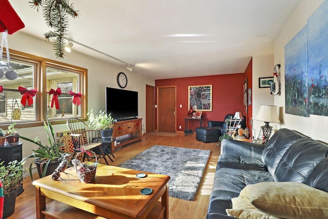 living room with light hardwood / wood-style floors