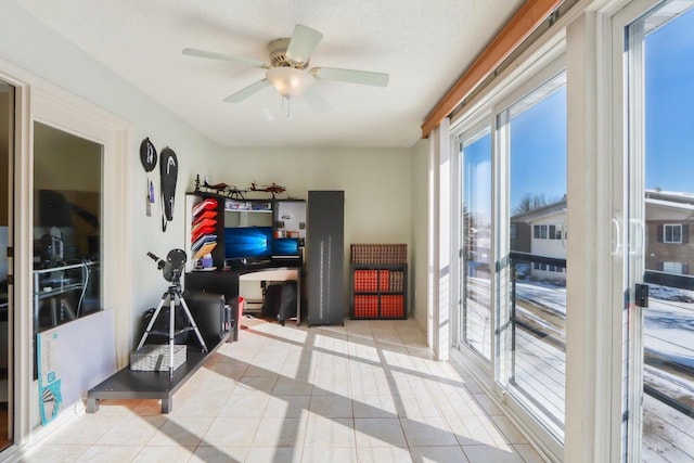 storage area with ceiling fan