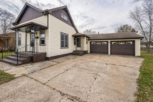 view of side of home with a garage