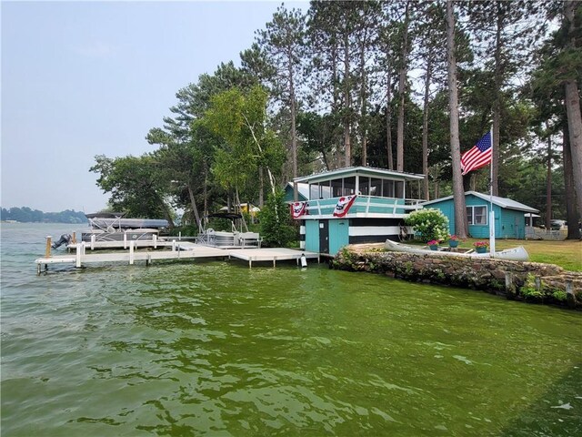 view of dock featuring a water view