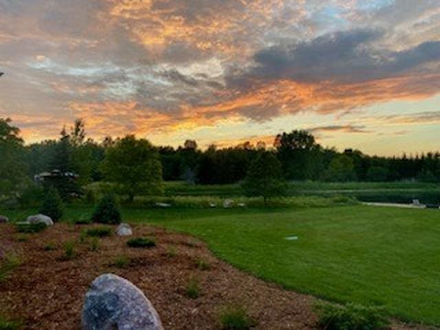 view of yard at dusk