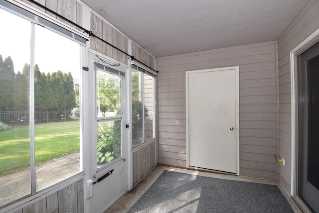 view of unfurnished sunroom