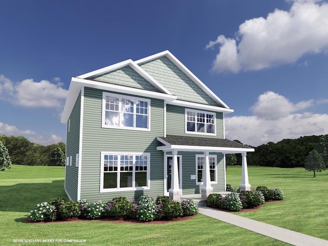 view of front facade featuring a front yard