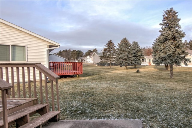 view of yard featuring a deck