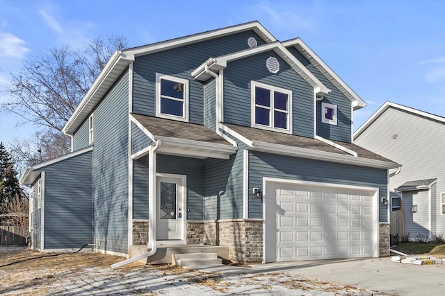 view of front of house with a garage