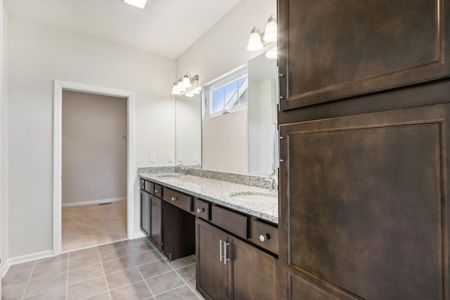 bathroom with vanity and tile patterned flooring