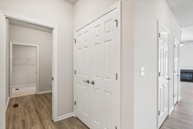 hall featuring light hardwood / wood-style flooring