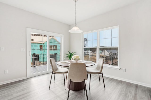 dining area with hardwood / wood-style flooring