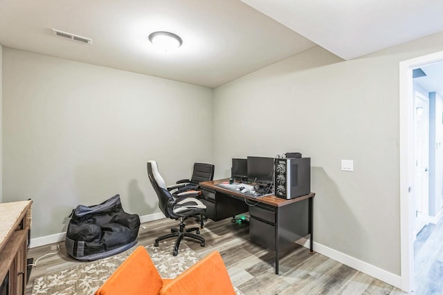 office space featuring hardwood / wood-style flooring