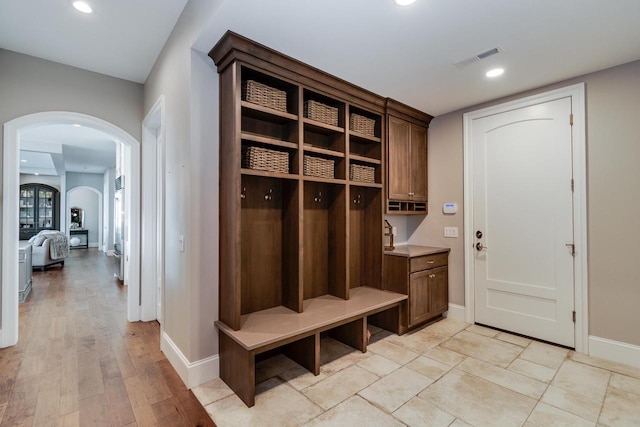 mudroom featuring light hardwood / wood-style floors