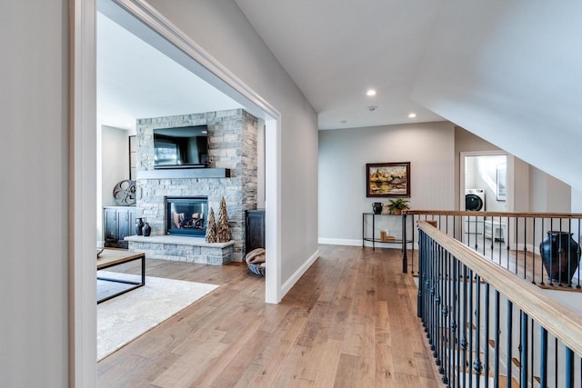 corridor featuring light hardwood / wood-style flooring